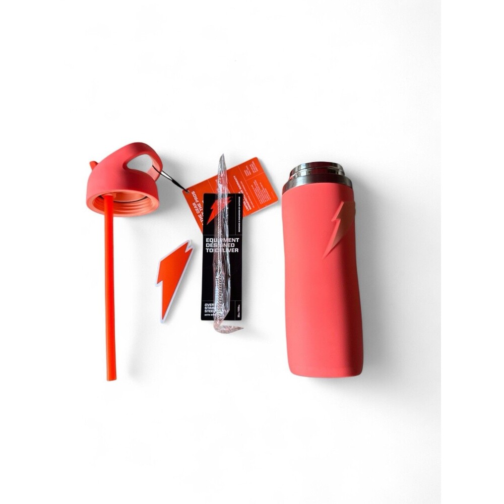 NWT Gatorade Overtime Bottle 22oz Stainless Steel Flip Straw Top Coral Insulated